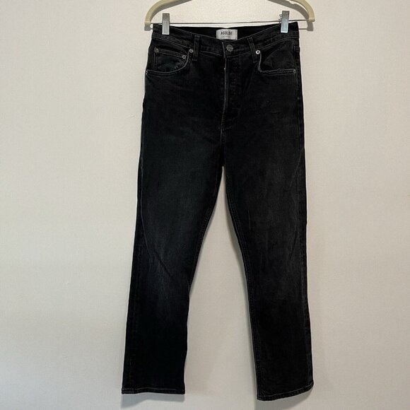AGOLDE Stretch Riley High Rise Straight Crop Jeans in Washed Black Size 27 - Picture 3 of 9